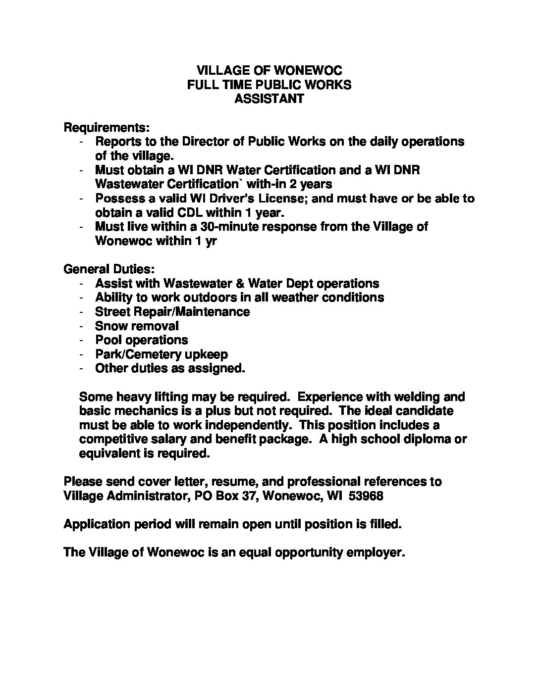 Village of Wonewoc, Juneau County, Wisconsin Official site of the Village of Wonewoc